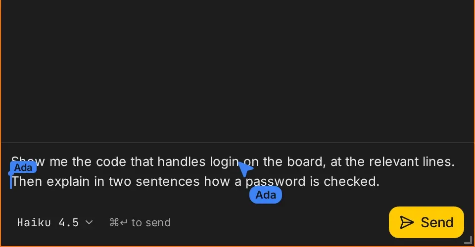 Two people writing one prompt draft