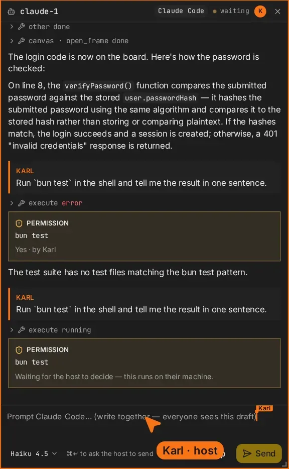 The same request for a guest: waiting for the host